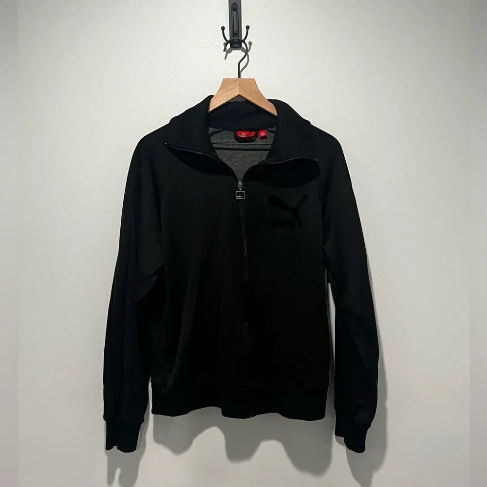 Men’s Black Puma Athletic Full Zip Up Sweatshirt L